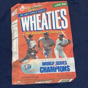NWT Vintage 1998 New York Yankees World Series Champs Wheaties Shirt LARGE
